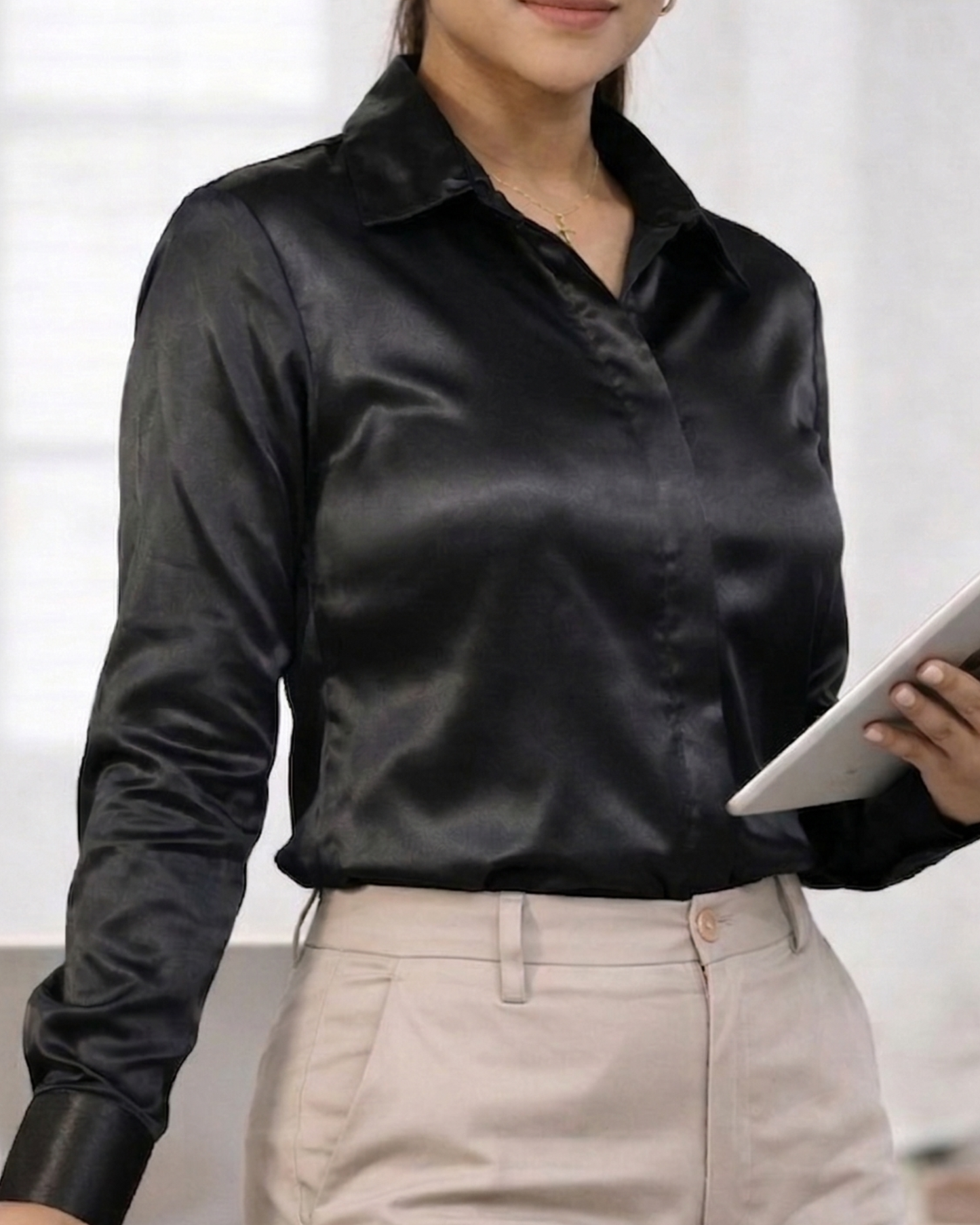 The Eclipse Black Satin Shirt
