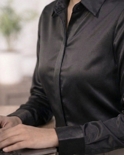 The Eclipse Black Satin Shirt
