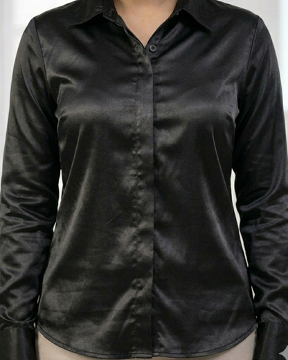 The Eclipse Black Satin Shirt