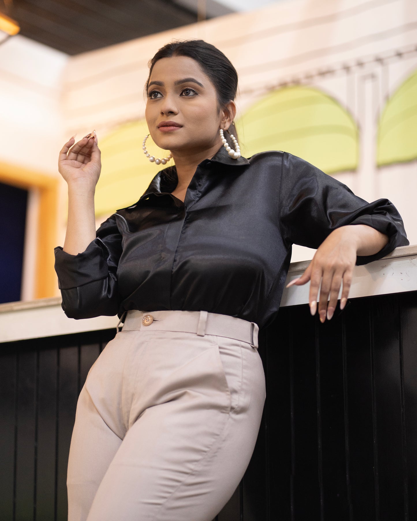 The Eclipse Black Satin Shirt