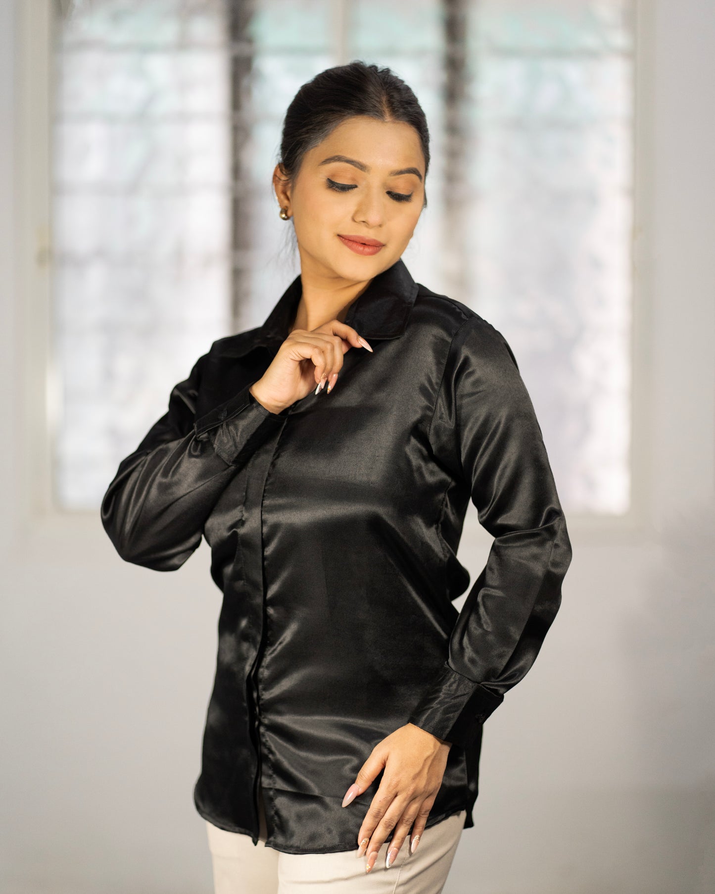 The Eclipse Black Satin Shirt