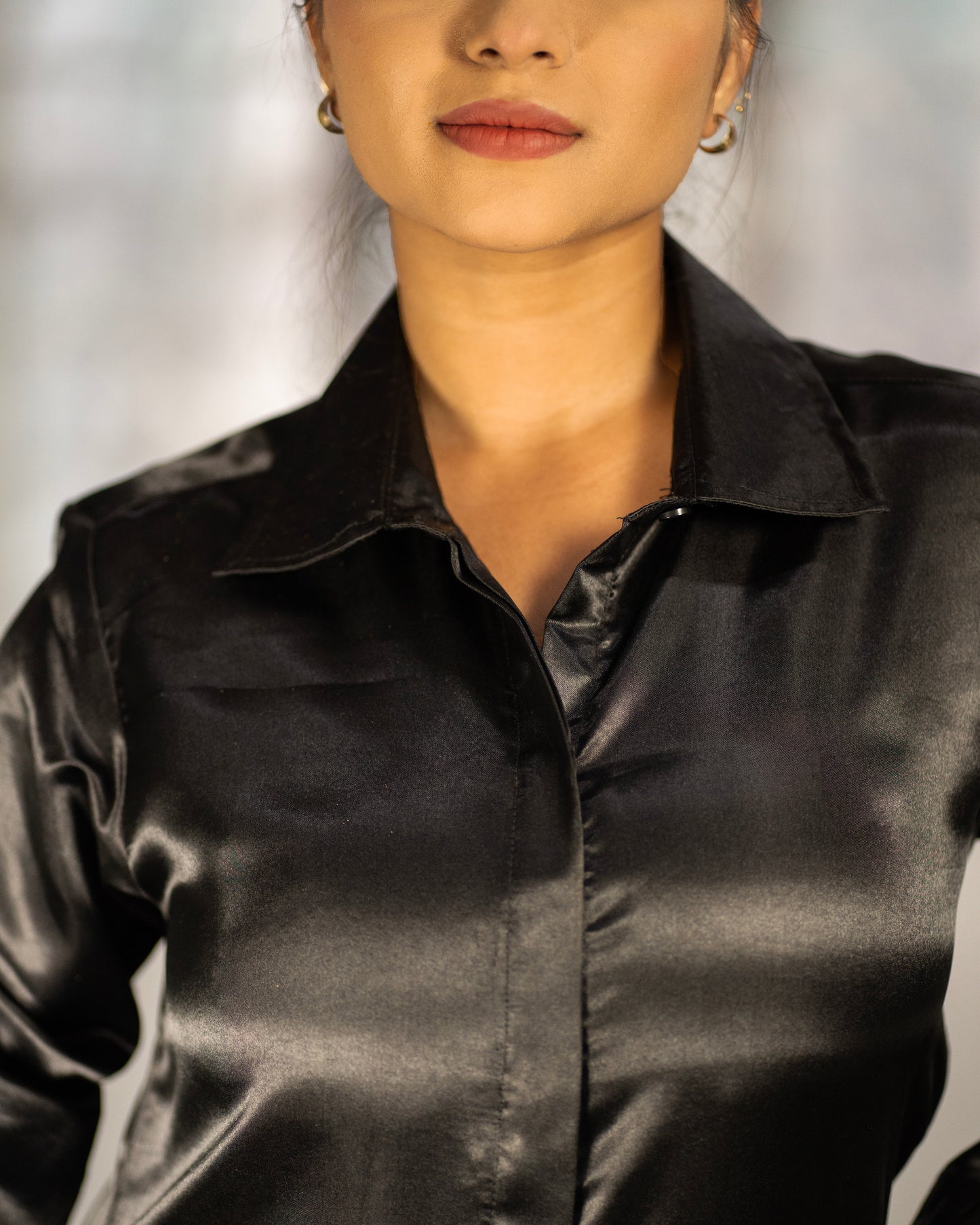 The Eclipse Black Satin Shirt