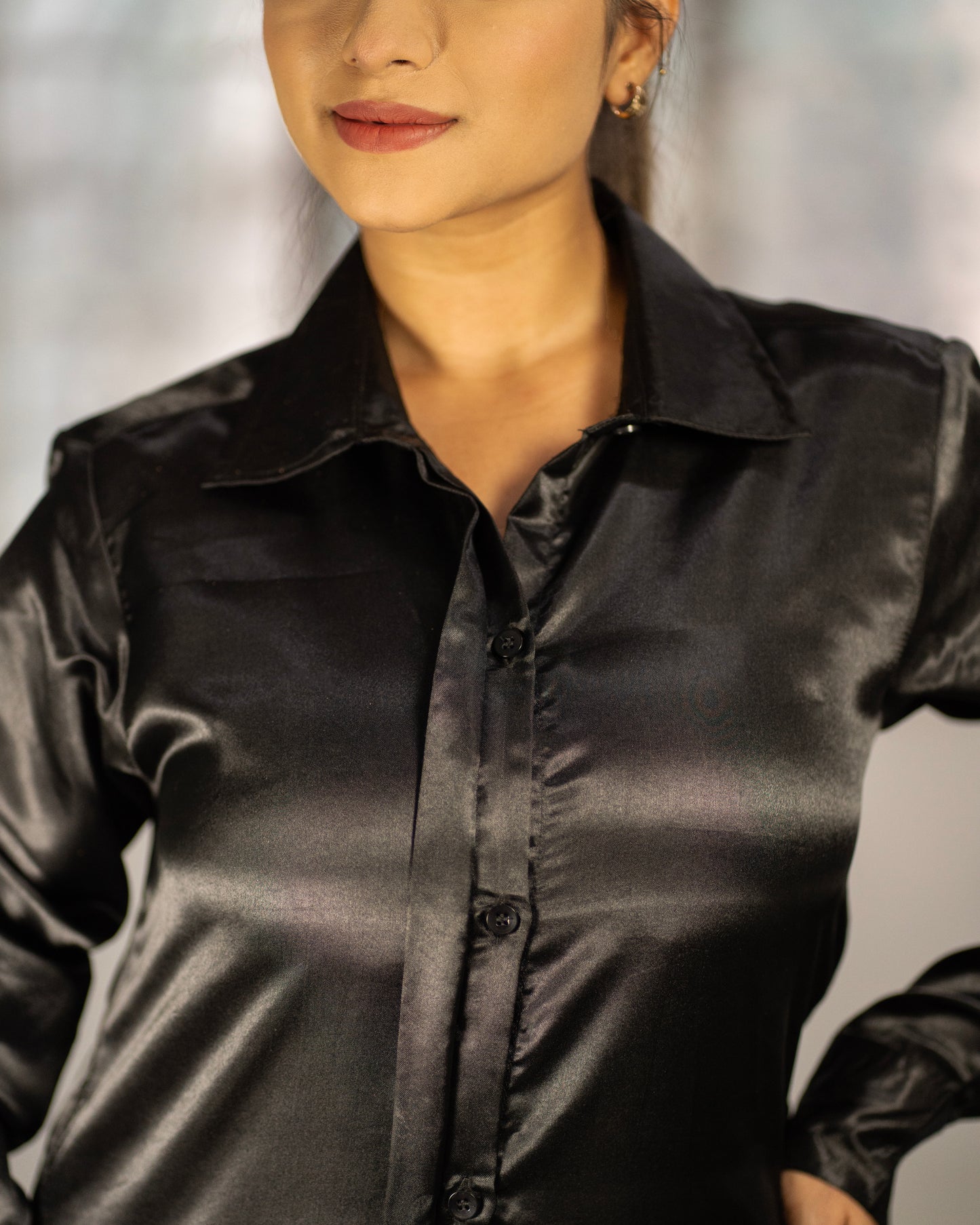 The Eclipse Black Satin Shirt