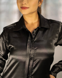 The Eclipse Black Satin Shirt