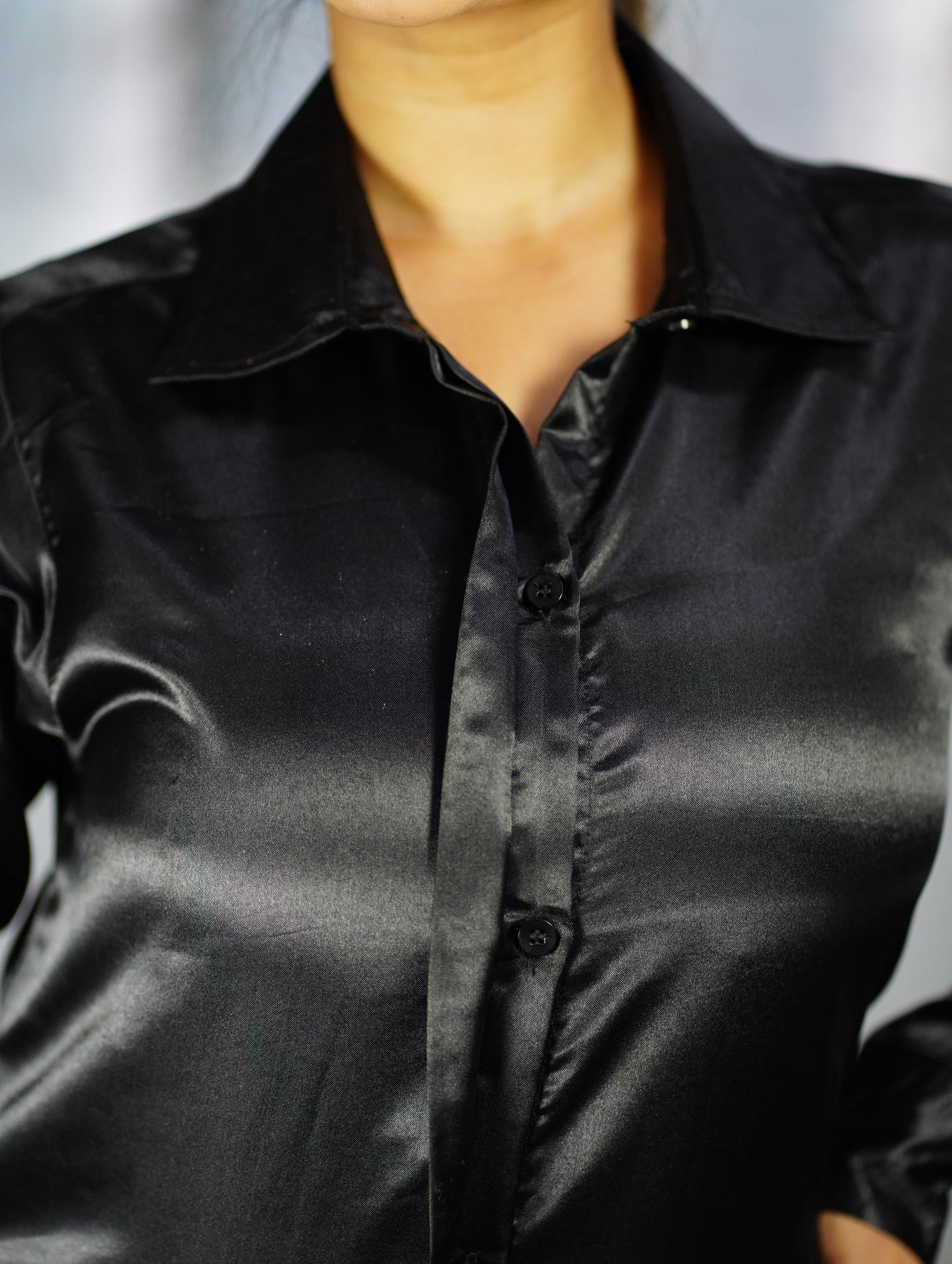 The Eclipse Black Satin Shirt